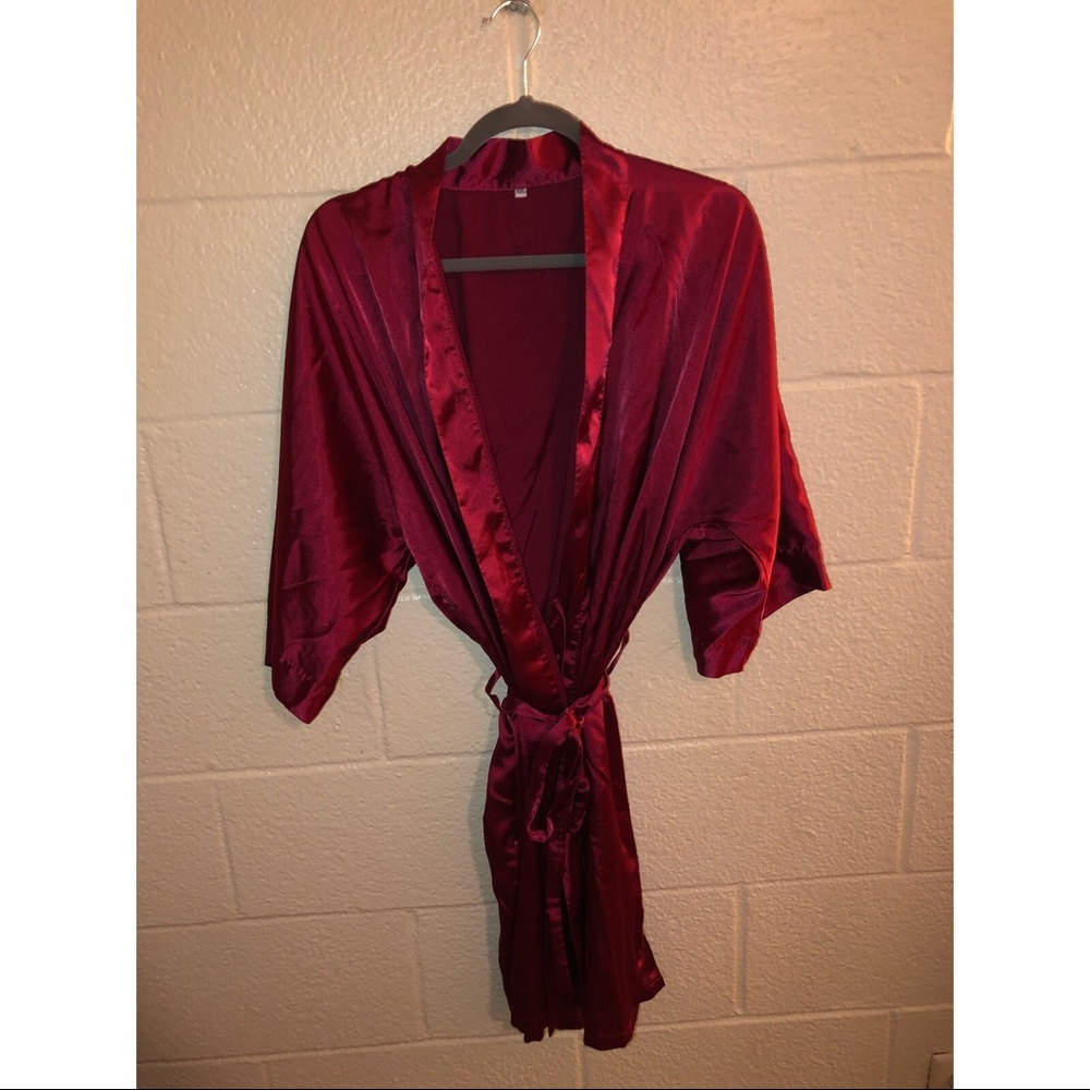 Burgundy Silk Robe